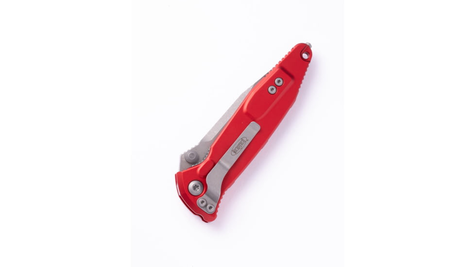 Microtech Socom Elite S/E Apocalyptic Part Serrate 4in Folding Knife, Manual Folder, Red, 160-11APRD