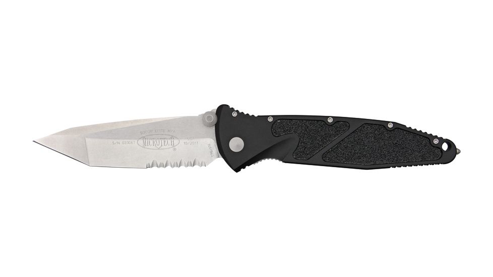 Microtech SOCOM Elite TE Folding Knife, Black Handle, Stonewash Combo MT161-11
