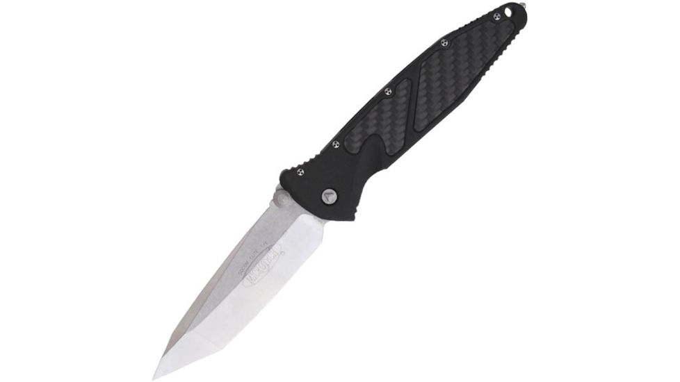 Microtech SOCOM Elite TE Folding Knife, Black Handle, Stonewash Plain MT161-10