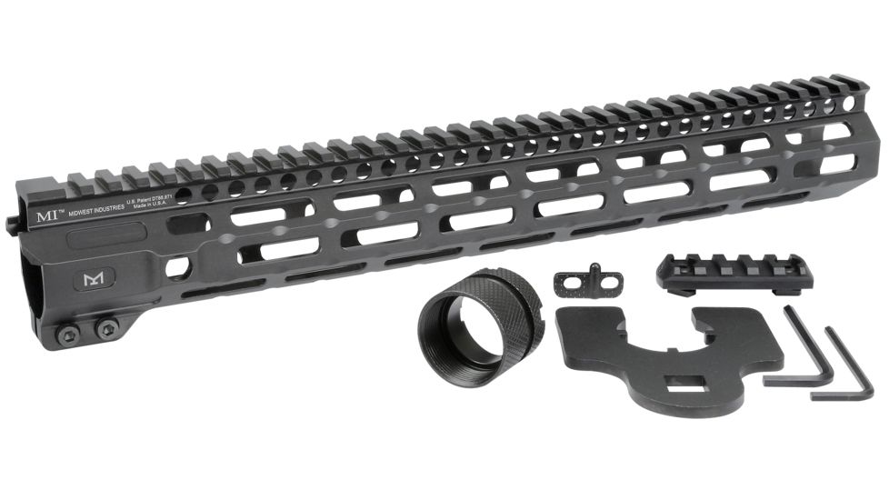 Midwest Industries AR-15 Free Float 1-Piece Handguard, 14 inch Combat Rail, Black, Medium, MI-CRM-14.0