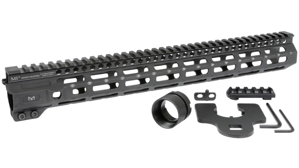 Midwest Industries AR-15 Free Float 1-Piece Handguard, 15 inch Combat Rail, Black, Medium, MI-CRM-15.0