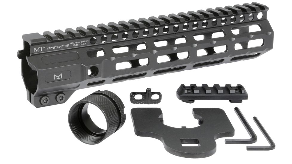 Midwest Industries AR-15 Free Float 1-Piece Handguard, 9.25 inch Combat Rail, Black, Medium, MI-CRM-9.25