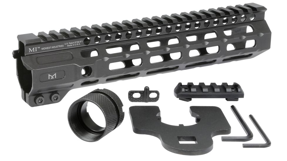 Midwest Industries AR-15 Free Float 1-Piece Handguard, 9.5 inch Combat Rail, Black, Medium, MI-CRM-9.50