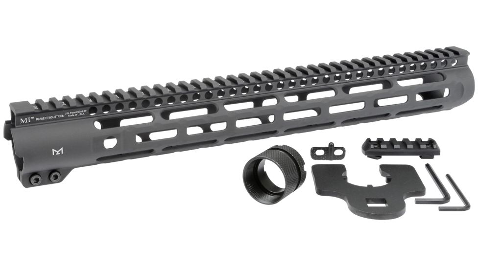 Midwest Industries AR-15/M16 SLH Free Float Slim Line Handguard, 15 inches, Black, MI-SLH-15