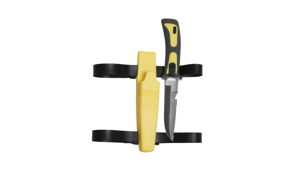 MIL-TEC Diving Fixed Blade Knife, 4.7in, Stainless Steel, Plastic Handle, Yellow, 15381015