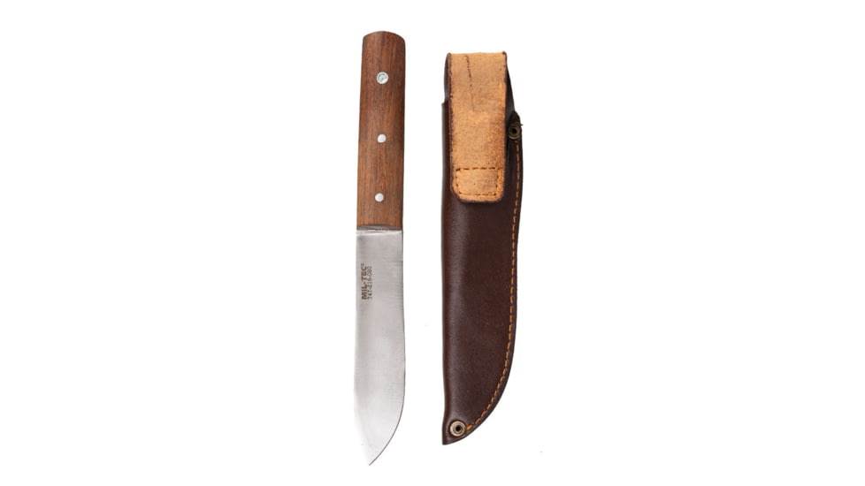 MIL-TEC German Sailor Fixed Blade Knife w/Sheath, 3in, 440A Stainless Steel, Wood Handle, Brown, 15375000