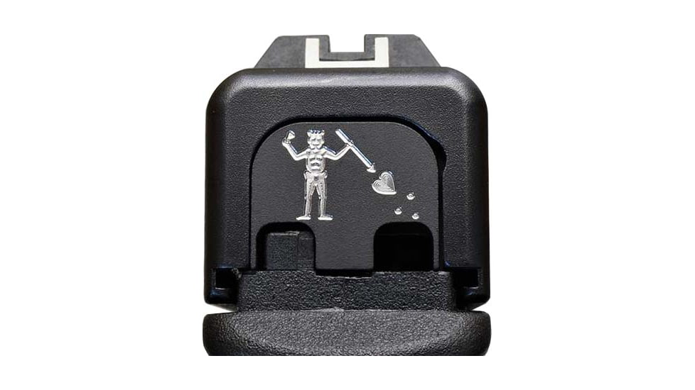 MILSPIN Blackbeard's Flag Slide Back Plate, Glock, Gen 1-5, Black Cerakote on Stainless Steel, 111111011L