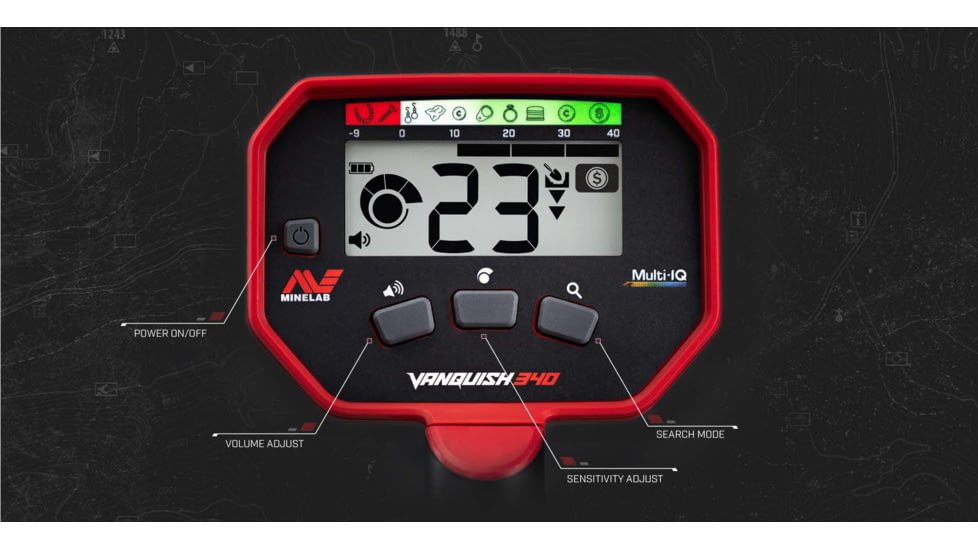 Minelab Vanquish 340 Metal Detector, Black/Red, 3820-0001