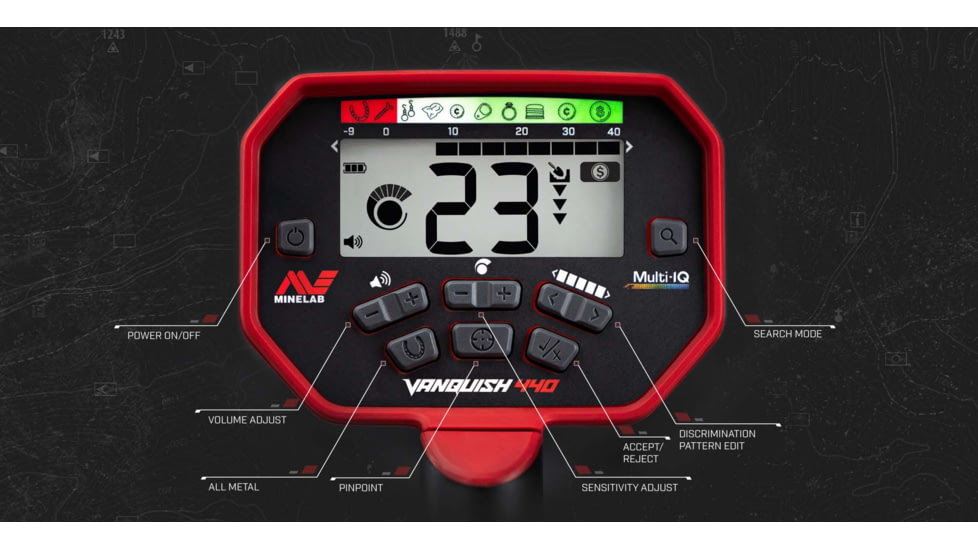 Minelab Minelab Vanquish 440 Metal Detector, Black/Red, 3820-0002