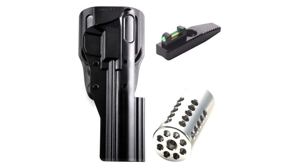 MK Series Holster with .365 in Fiber Optic Green Sight and 1in Pac-Lite Compensator, Silver