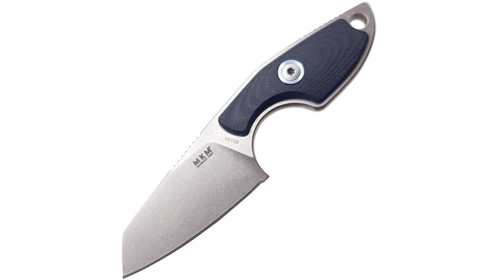 MKM Mikro 2 Fixed Blade Knife, 2 stonewash finish Bohler M390 stainless sheepsfo, Black G10 handle, MK MR02-GBK