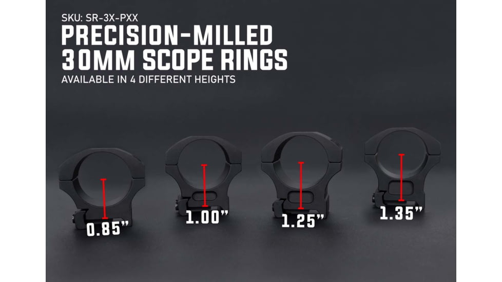 Monstrum 30mm Precision Picatinny V2 Scope Rings w/Level Bubble, 1 in, Black, SR-3XLB-P100