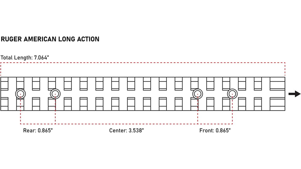 Monstrum Ruger American Rifles Long Action Picatinny Optic Rail, 20 MOA, Black, RM173-20