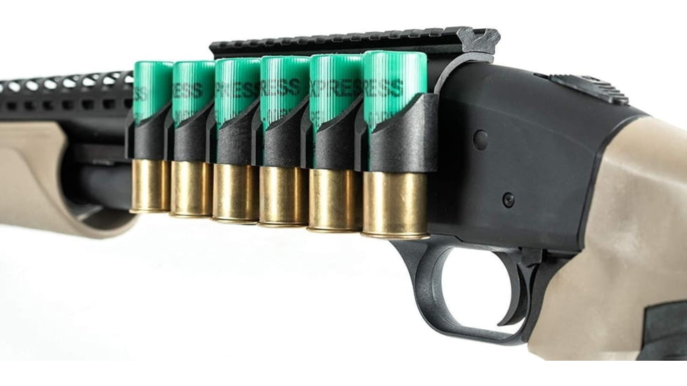 Monstrum Side Mounted 12 Gauge Shell Holder, Picatinny Rail Mount for Mossberg 500/590/Shockwave Series Shotguns, Black, Z83