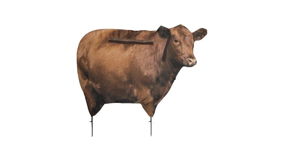 big red moo cow decoy, brown