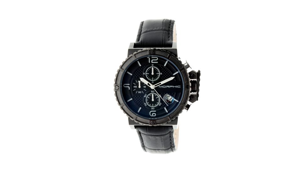 Morphic M50 Series Leather Strap Watch, Black/Silver, Standard MPH5002
