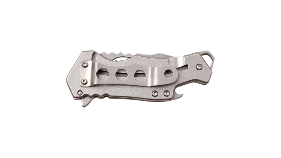 Mtech Drop Point Spring Assisted Knife w/Bottle Opener, 2.25 in, 3Cr13 Stainless Steel Stainless Steel, Stainless/Flag, MT-A882SAF