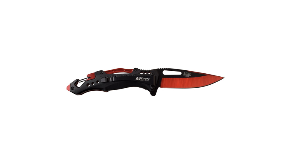 Mtech Drop Point Spring Assisted Knife w/Bottle Opener, 3.5 in, 3Cr13 Stainless Steel Stainless Steel, Black/Brown, MT-A705G2-RD