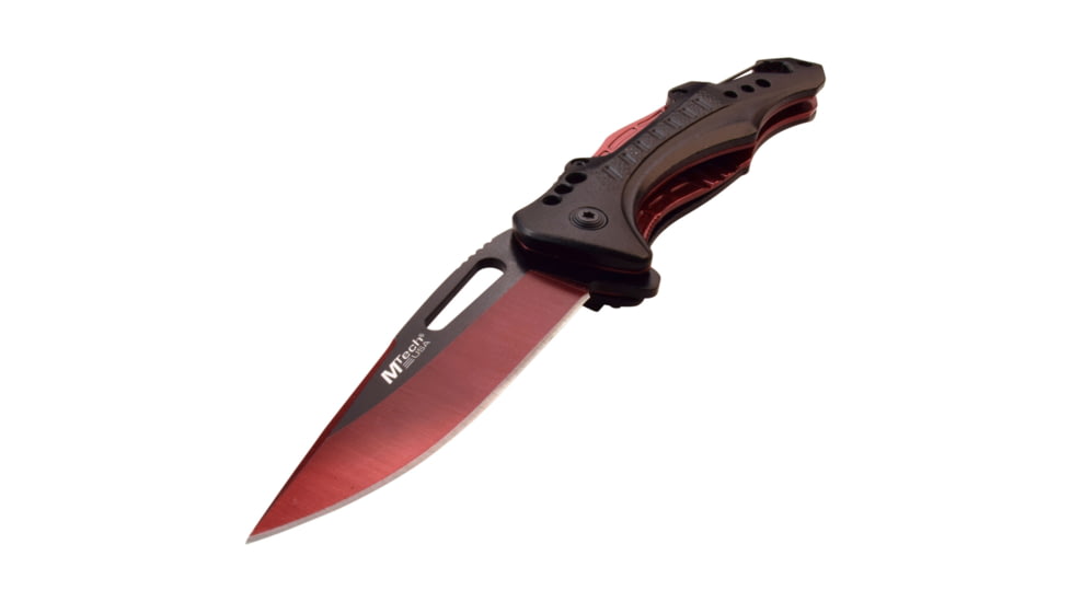 Mtech Drop Point Spring Assisted Knife w/Bottle Opener, 3.5 in, 3Cr13 Stainless Steel Stainless Steel, Black/Brown, MT-A705G2-RD