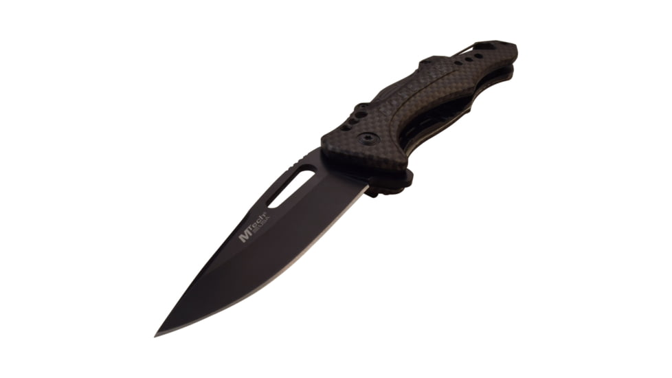 Mtech Drop Point Spring Assisted Knife w/Bottle Opener, 3.5 in, 3Cr13 Stainless Steel Stainless Steel, Carbon Fiber, MT-A705G2-CF