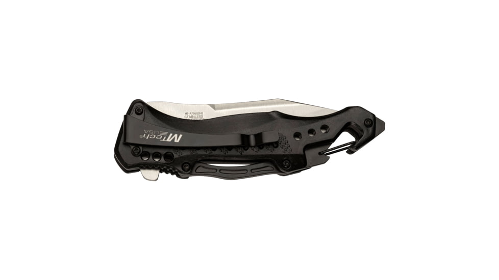 Mtech Drop Point Spring Assisted Knife w/Bottle Opener, 3.5 in, 3Cr13 Stainless Steel Stainless Steel, Serrated, Carbon Fiber, MT-A705G2HS