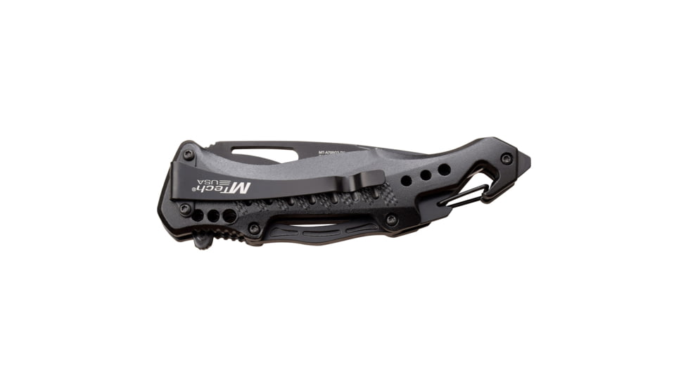 Mtech Drop Point Spring Assisted Knife w/Bottle Opener, 3.75 in, 3Cr13 Stainless Steel Stainless Steel, Black, MT-A705G2-BK