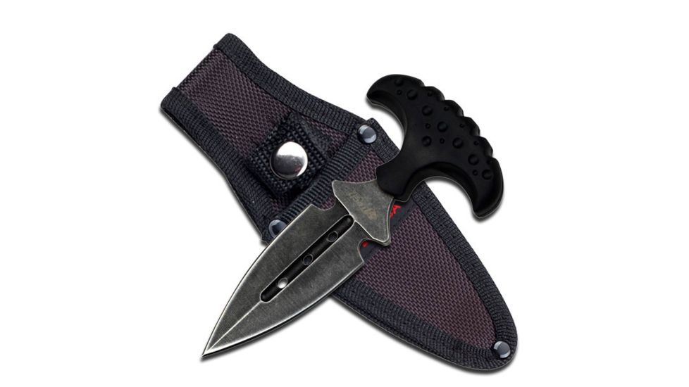 Mtech Fixed Blade, 5.47in, Stainless Steel Blade, Black Rubberized Handle MT-20-41BK
