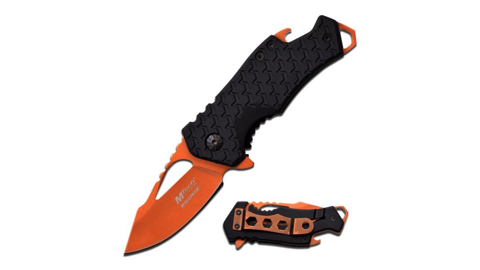 Mtech Folding Blade, 2.75in, Stainless Steel Blade, Black Nylon Fiber Handle MT-A882OR
