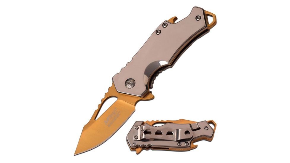 Mtech Folding Blade, 2.75in, Stainless Steel Blade, Mirror Polished Stainless Steel Handle MT-A882SGD