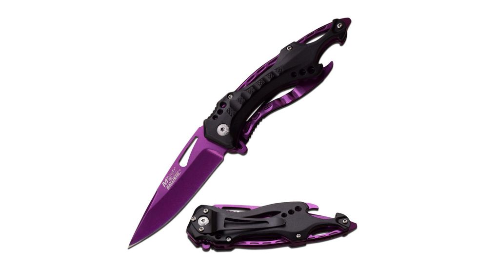 Mtech Folding Blade, 3.75in, Stainless Steel Blade, Black Aluminum Handle MT-A705PE