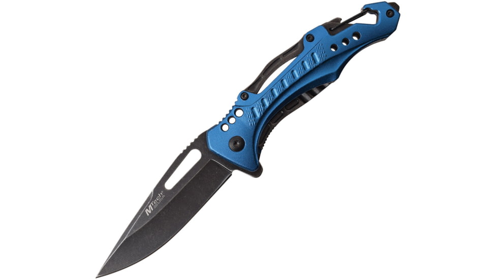 Mtech Drop Point Spring Assisted Knife w/Bottle Opener, 3.5 in, 3Cr13 Stainless Steel Stainless Steel, Blue, MT-A705G2-BL