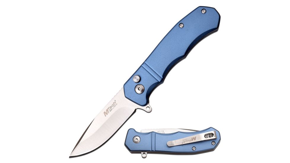 Mtech Manual Folding Knive, 2.75in Blade, 6.75in Overall, 3CR13 Steel Blade Knive, Blue, MT-1118BL