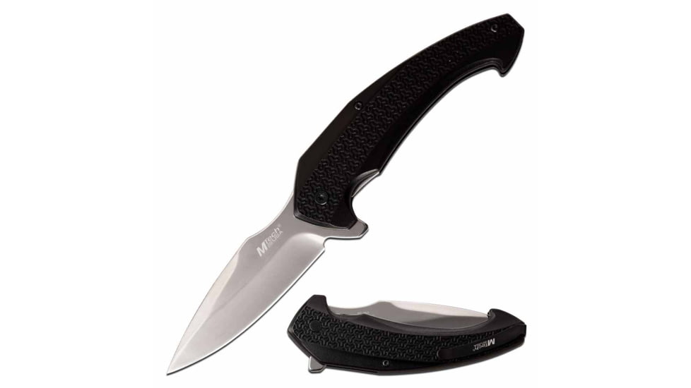 Mtech MT-1063BK Manual Folding Knife, 3.25in, 3CR13 Stainless Steel, Harpoon Point, Steel Blade, Aluminum Handle, Black, MT-1063BK