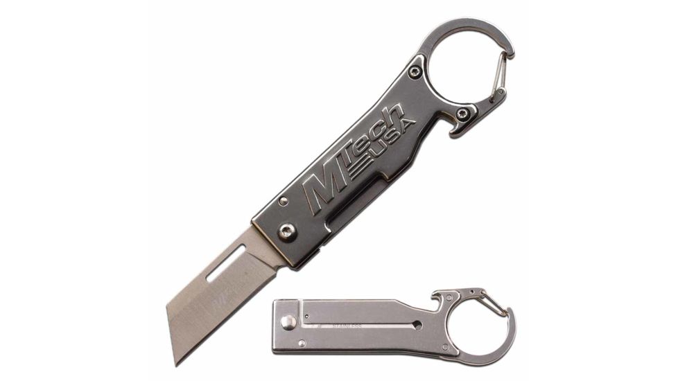 Mtech MT-1171S Manual Folding Knife, 1.75in, 3CR13 Stainless Steel, Reverse Tanto, Steel Blade, Stainless Steel Handle, Steel, MT-1171S