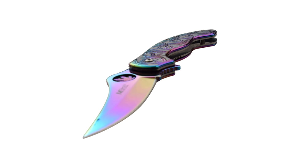 Mtech Persian Spring Assisted Knife, 3.25 in, 3Cr13 Stainless Steel Stainless Steel, Rainbow, MT-A1172RB