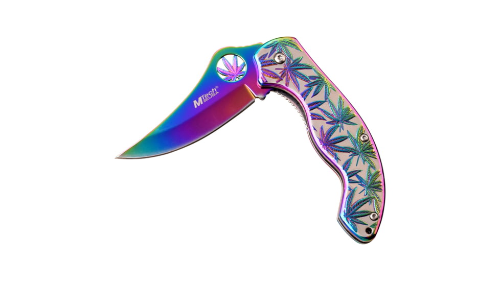 Mtech Persian Spring Assisted Knife, 3.25 in, 3Cr13 Stainless Steel Stainless Steel, Rainbow, MT-A1172RB