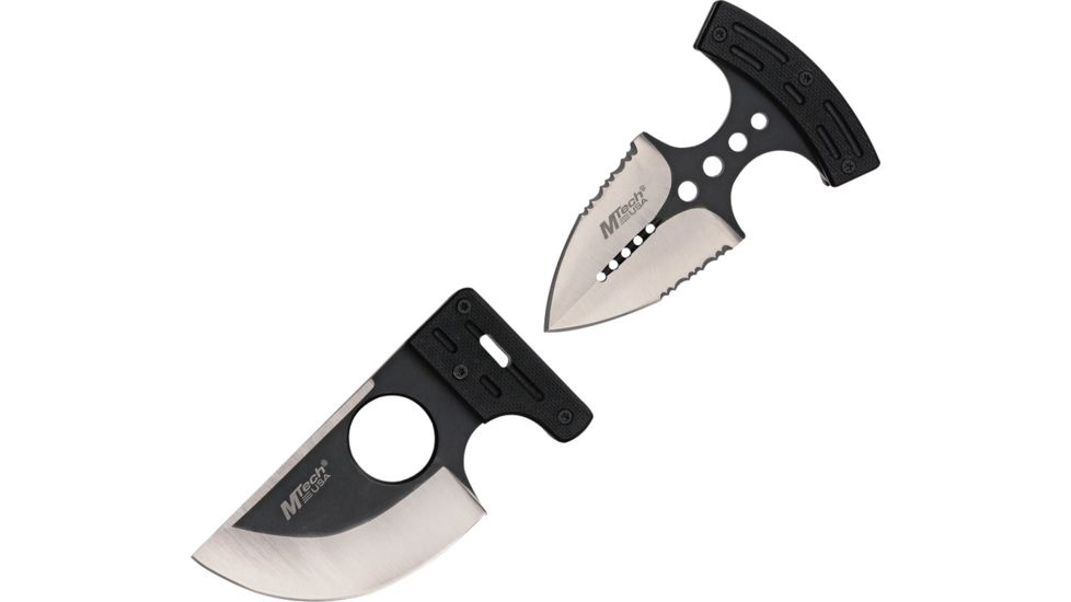MTech Push Combo Fixed Blade Knife,2.75in,440C Stainless Two Tone Blade,Textured Black G-10 Handle MT2024BS