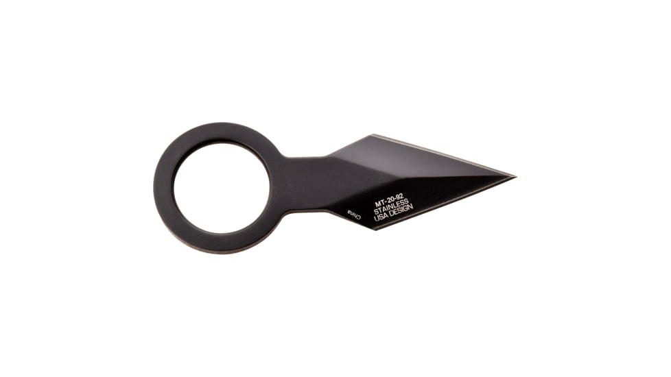 Mtech Spear Point Fixed Blade Knife w/Bead Chain, 1.75 in, 3Cr13 Stainless Steel Stainless Steel, Black, MT-20-92BK