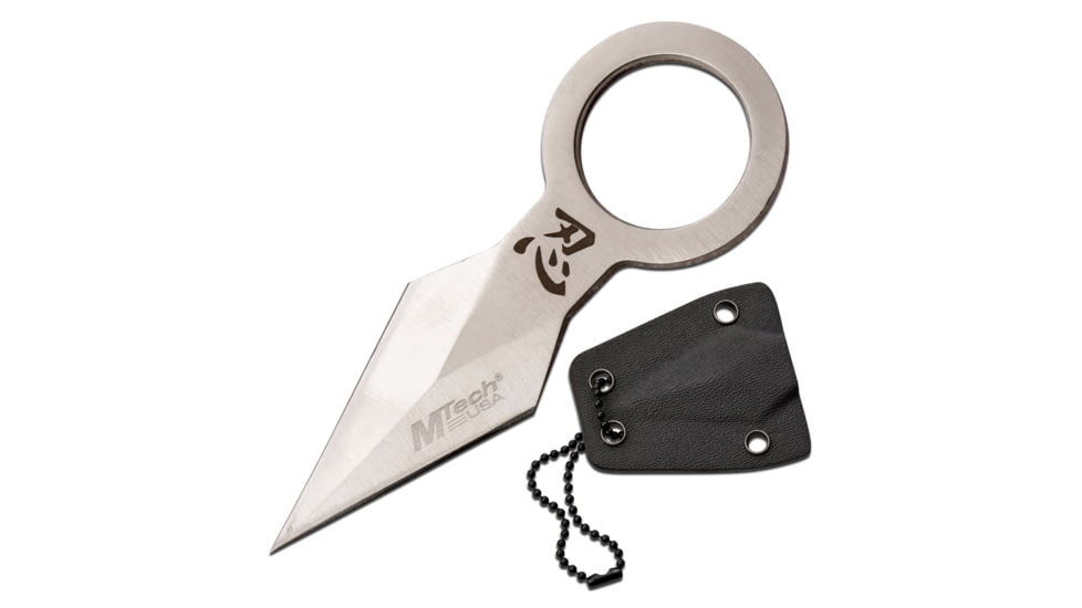 Mtech Spear Point Fixed Blade Knife w/Bead Chain, 1.75 in, 3Cr13 Stainless Steel Stainless Steel, Satin, MT-20-92S
