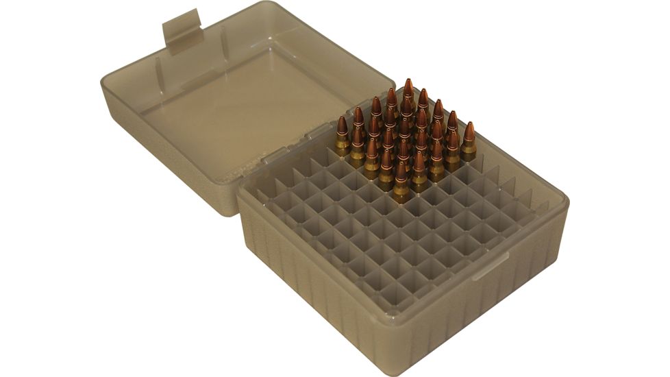 MTM Ammo Box 100 Round Flip-Top 223 204 Ruger 6x47, smk/clear, small RS-100-41