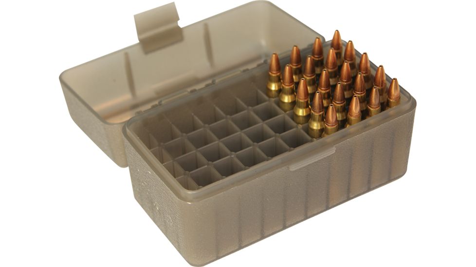 MTM Case-Gard 50 Round Flip-Top Ammo Box, .223/.204 Ruger 6x47, Clear Smoke, RS-50-41