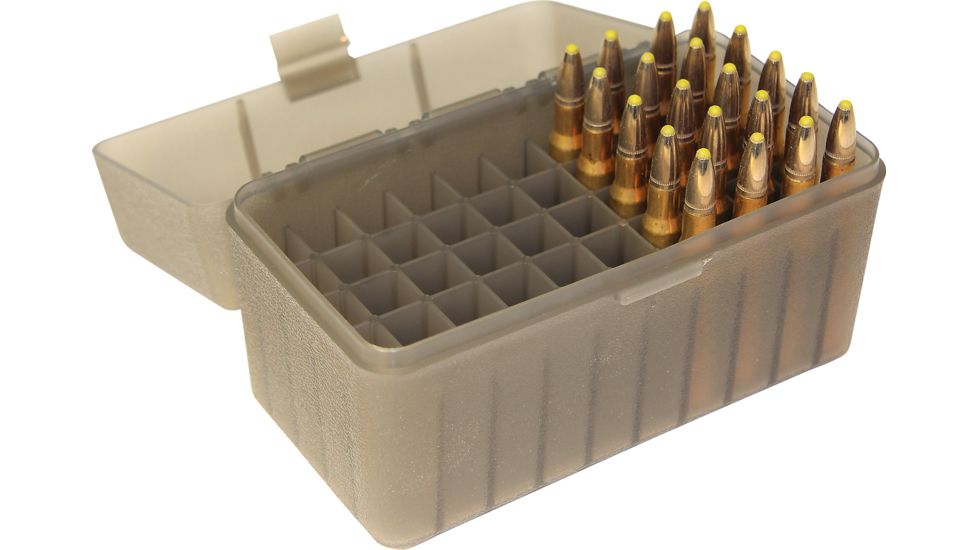 MTM Case-Gard 50 Round Flip-Top Ammo Box, 270 Win/.30-06/.25-06, Clear Smoke, RL-50-41