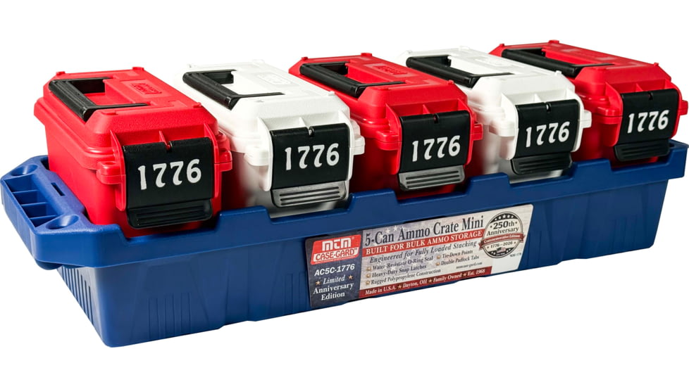 MTM Limited Edition 1776 5-can Ammo Crate Mini, Red/White, AC5C-1776