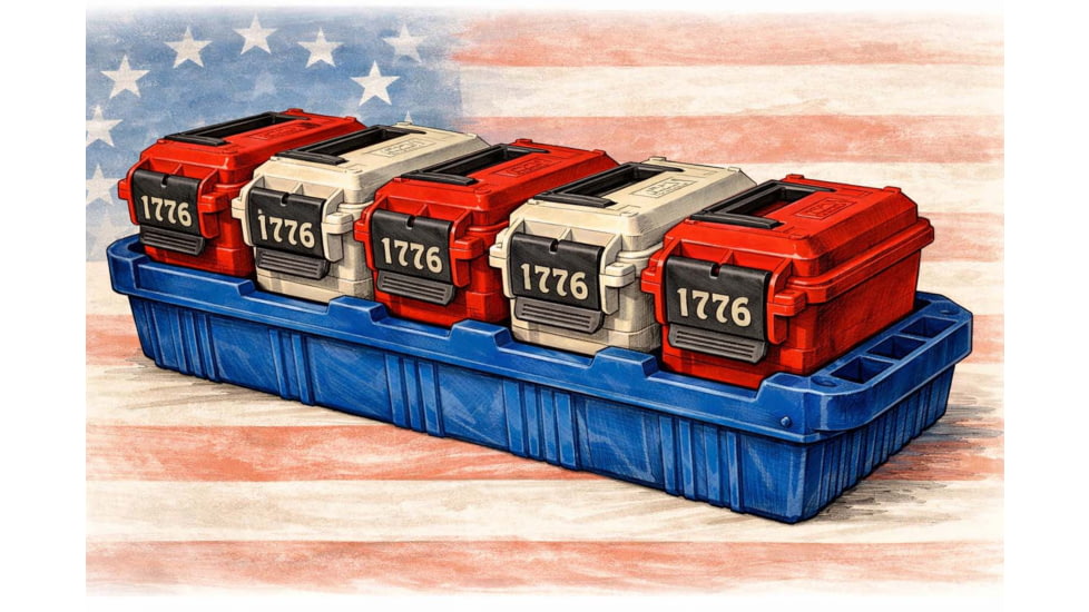 MTM Limited Edition 1776 5-can Ammo Crate Mini, Red/White, AC5C-1776