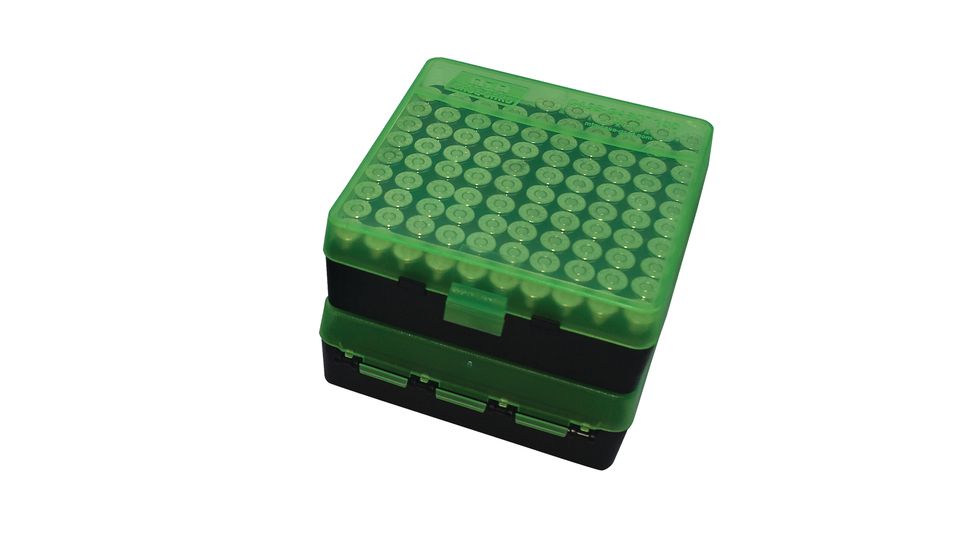 MTM P-100 Fliptop Box .380/9mm Luger Clear Green/Black