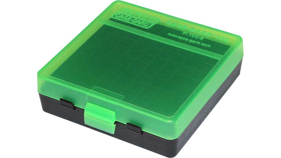 MTM P-100 Fliptop Box .380/9mm Luger Clear Green/Black
