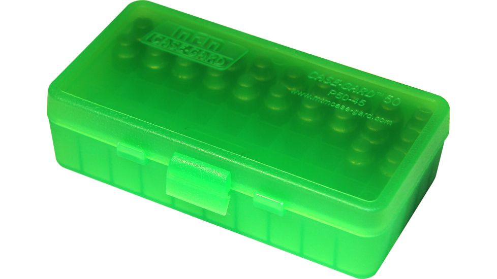 MTM P50 Fliptop Box Handgun .45 ACP/10mm/.40 S&amp;W/.41 AE Clear Green