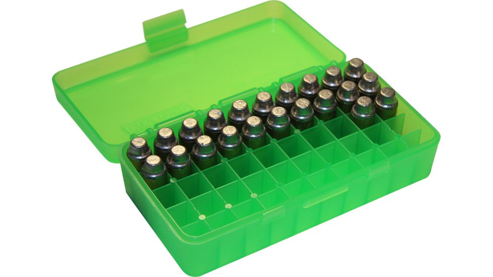 MTM P50 Fliptop Box Handgun .45 ACP/10mm/.40 S&amp;W/.41 AE Clear Green