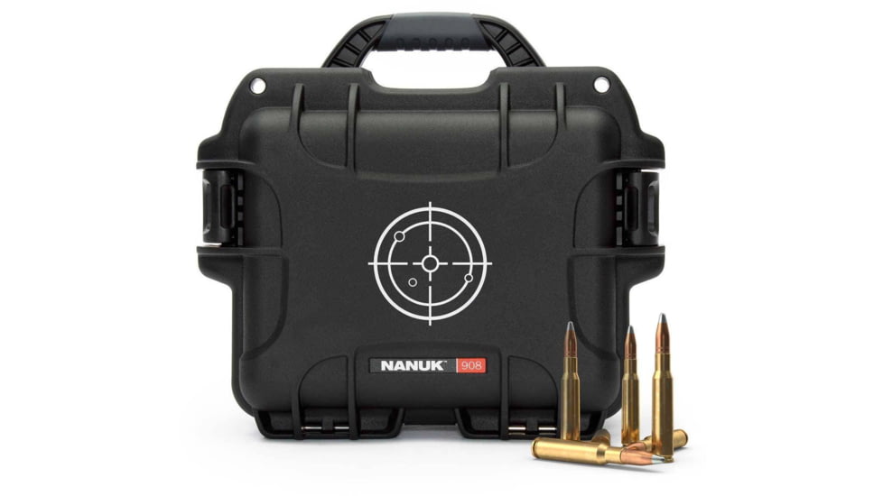 Nanuk 908 Ammo Case, 12.5in, Black/White, Small, 908S-000BK-PA0-AMM01