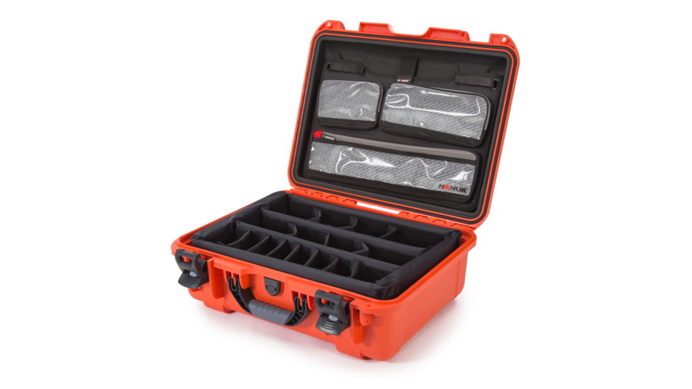 Nanuk Case 930 w/lid org. w/divider, Orange, Large, 930S-060OR-0A0